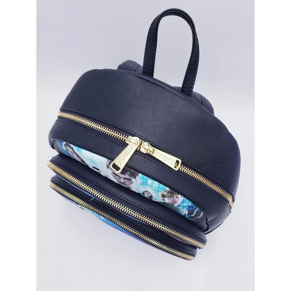 Loungefly Harry Potter Trilogy Series 2 Triple Pocket Mini Backpack Black Blue